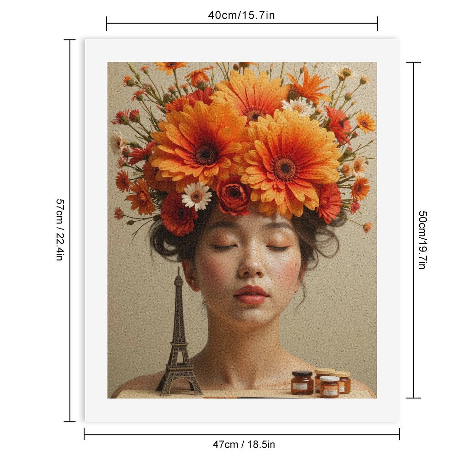 Paint By Numbers Kit for Adults Beginner - Floral Art Parisian Elegance DIY Canvas Painting Kits for Adults, Frameless Paint By Number for Adults for Home Wall Decor 16x20 Inch