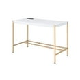 thumbnail image 1 of Writing Desk with USB Dock and Metal Legs, White and Rose Gold, 1 of 5
