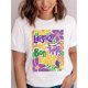 thumbnail image 1 of Women's Bohemian Carnival Print T-Shirt - Casual Short Sleeve, Round Neck, Polyester, Machine Washable, Semi-Sheer, Colorful Festive Design, Festive Attire|Floral Print Shirt|Glossy Texture, 1 of 7