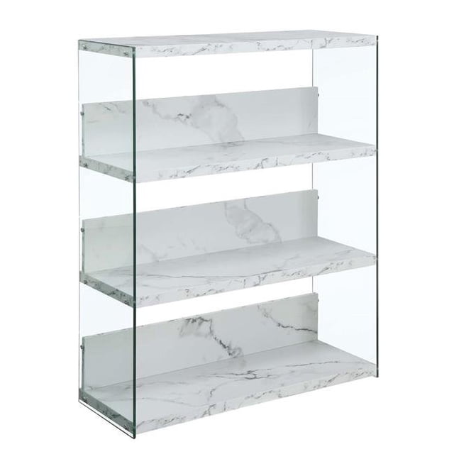 Convenience Concepts 131548WM SoHo Bibliothèque Large à 4 Niveaux, Faux Marbre Blanc