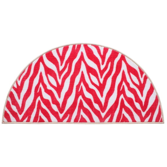 Furnish My Place Animal Print Rug - 42" x 84" Half Round, Zebra Wild At Heart, Nylon Rug for Patio, Garden, Hallway, Living Room