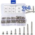 thumbnail image 1 of 1 caja de 960 piezas, caja de acero inoxidable 304, cabeza plana, tornillo de rosca M2, tornillo de cruceta, tornillo autoportante, tornillo de cola puntiaguda, 1 of 5
