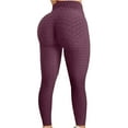 thumbnail image 2 of Women's Bubble-Texture High-Waist Yoga Pants – Textured Butt-Lifting Leggings for Running, Cardio & Dynamic Fitness Routines,Wine 3XL, 2 of 4