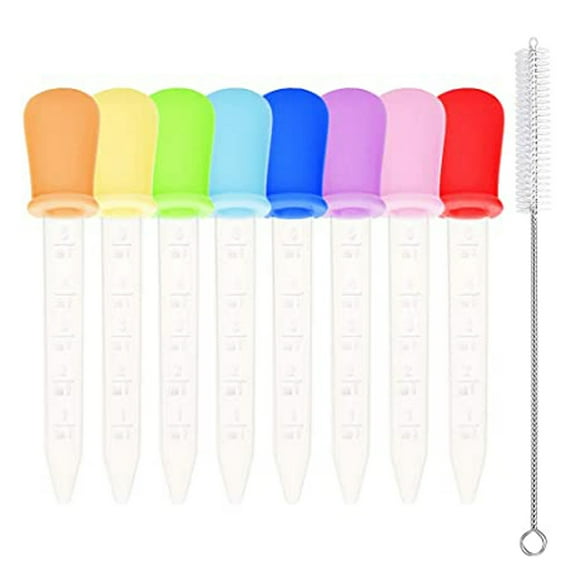 8 Pack Liquid Dropper Silicone and Plastic Droppers Pipettes with Bulb Tip Eye