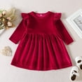 thumbnail image 3 of WIBACKER Kids Baby Girls Long Sleeve Velvet Dress Autumn Winter Princess Party Dresses, 3 of 7