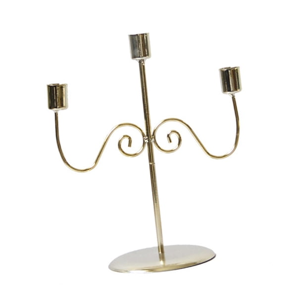 Candelabro cónico, candelabro de mesa de estilo retro, candelabros de 3 brazos para decoración de aniversario de chimenea de boda Oro