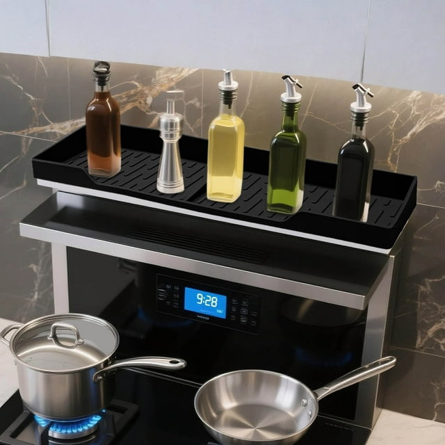 Silicone Stove Top Organizer Non Kitchen Counter Shelf For Utensils And Storage