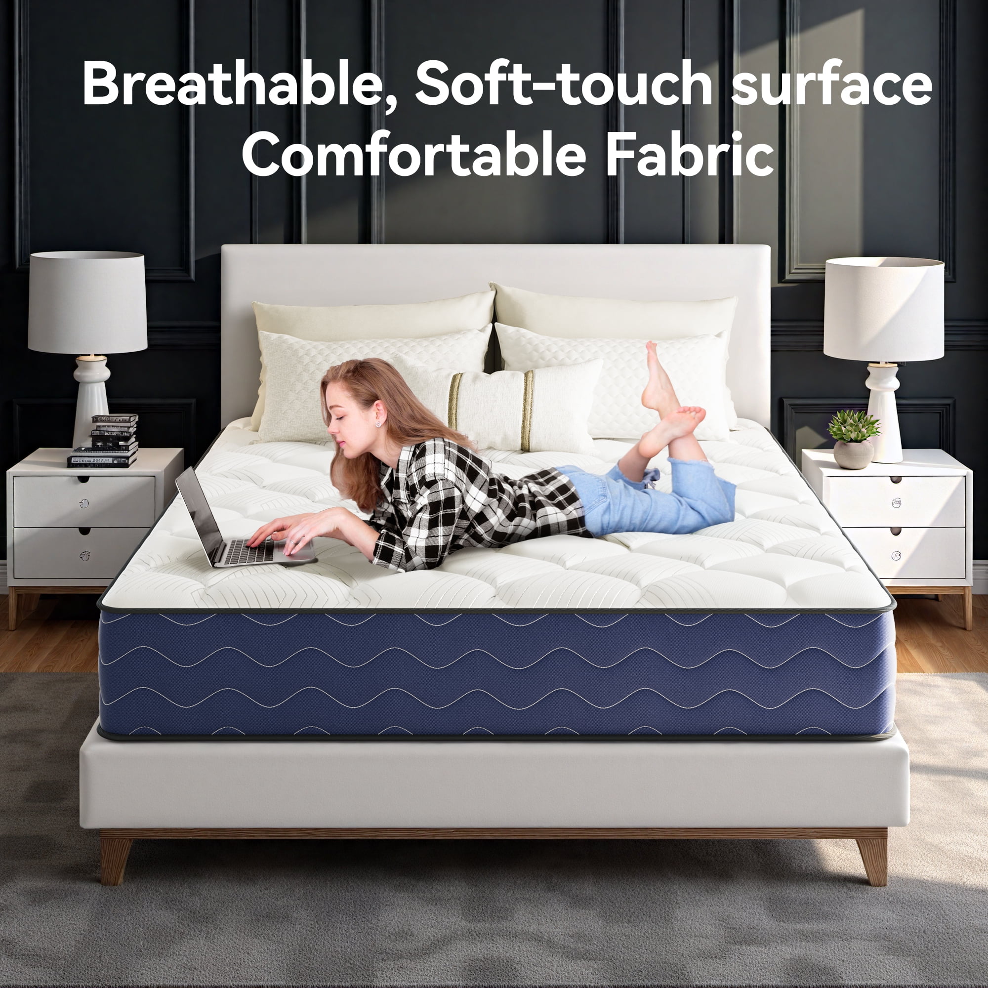 Babo Care Twin Mattress,8 Inch Hybrid Mattress,Memory Foam with Individually Pocket Springs,Firm Mattress in Box,CertiPUR-US,Anti-Static Fabric
