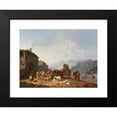 thumbnail image 2 of Heinrich Bürkel 24x19 Black Modern Framed Museum Art Print Titled - At the Village Fountain in the Italian Mountains (1852), 2 of 5
