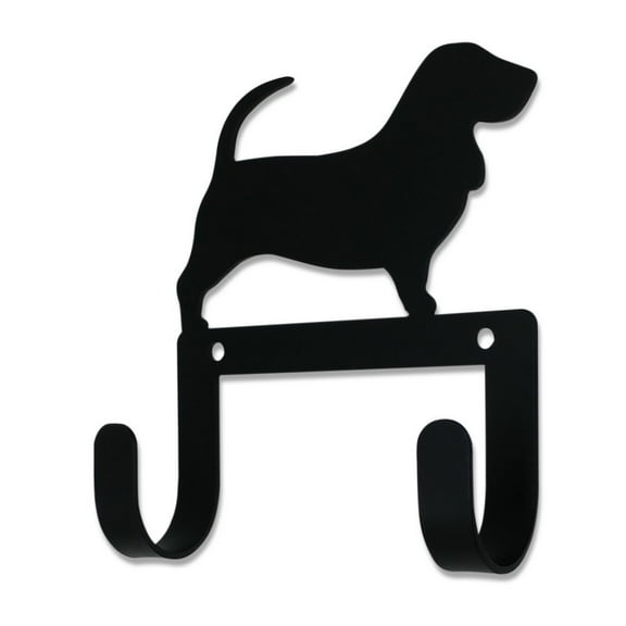 Wall Hook with Basset Hound Accent and 2 Hangers, Black