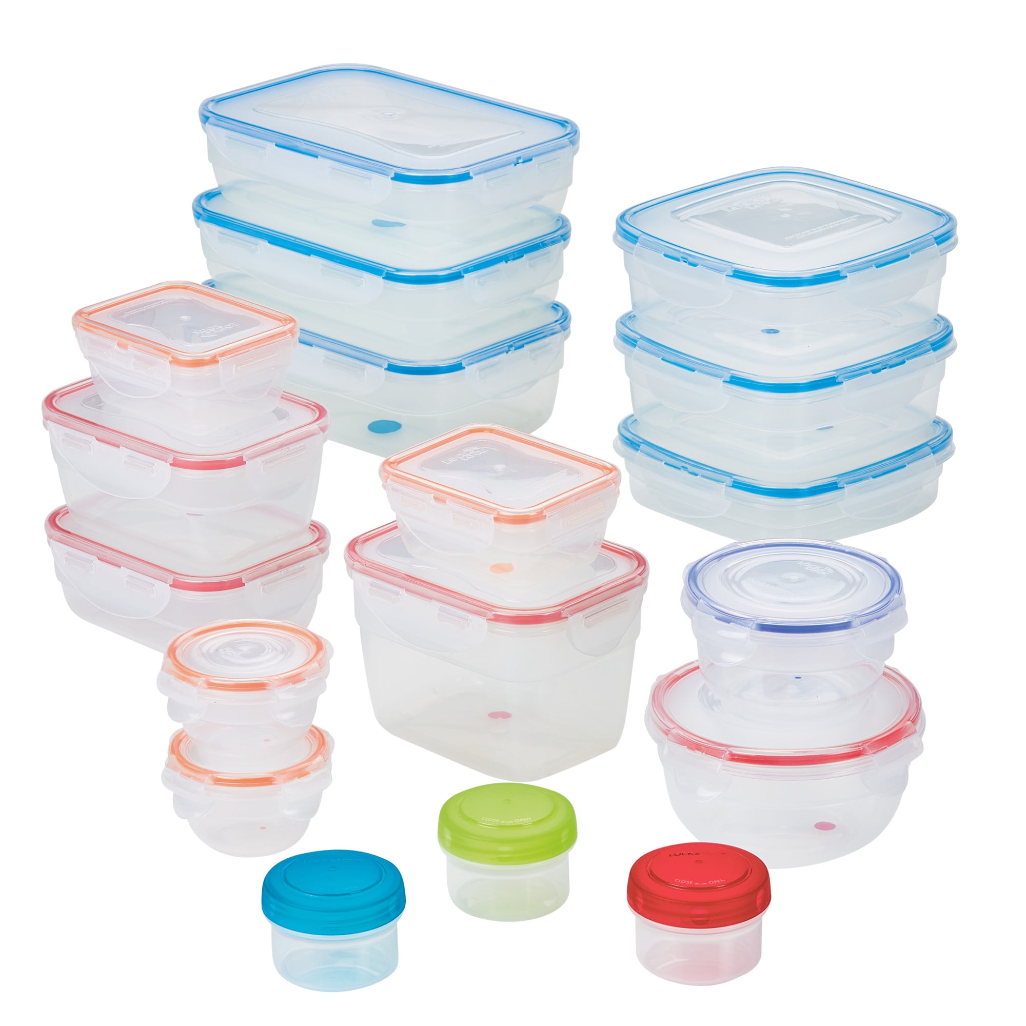 colored food storage containers