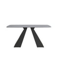 thumbnail image 4 of LaMuseCybèle 63"Modern artificial stone gray curved black metal leg dining table -6 people, 4 of 6