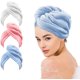 thumbnail image 1 of Toalla Microfibra para Cabello 3 Pack, Gorro De Baño Ultra Absorbente con Botones, Turbante De Secado Rápido Anti-Frizz para Mujer, Ideal para Baño, SPA Y Viajes (Blanco, Azul, Rosa), 1 of 4