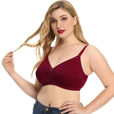 

Women s Full Figure Plus Size Push Up MagicLift Original Wirefree Support Bra Wine Red 34DD Cup