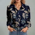 thumbnail image 2 of Womens Casual Button Down Shirts Novelty Trendy Floral Print Long Sleeved Collared Blouses Relaxed Fit Casual Outfit Tunic Tops, 2 of 4