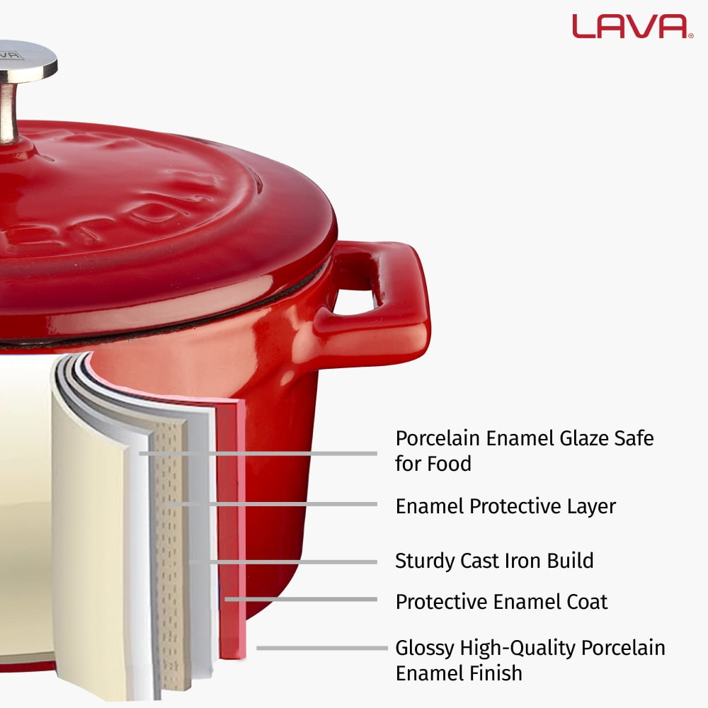 LAVA 10 Quarts Cast Iron Dutch Oven: Multipurpose Stylish Round