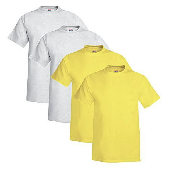 Hanes Preshrunk 100% Cotton 6.1oz. Beefy-T - Born To Be Worn T-Shirt (Pack of 4) (2 Ash / 2 Yellow)