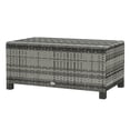 thumbnail image 1 of Outsunny Grey Rattan Coffee Table with Tempered Glass Top - 33.5"W Outdoor Patio Furniture - All-Weather PE Wicker & Steel Frame - Durable Garden Accent Table, 1 of 7