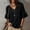 *Black, variant on Women's V Neck Flared 3/4 Sleeve Blouse,Asymmetric Side Button Solid Color Casual Top Orange,Women's Plus XL