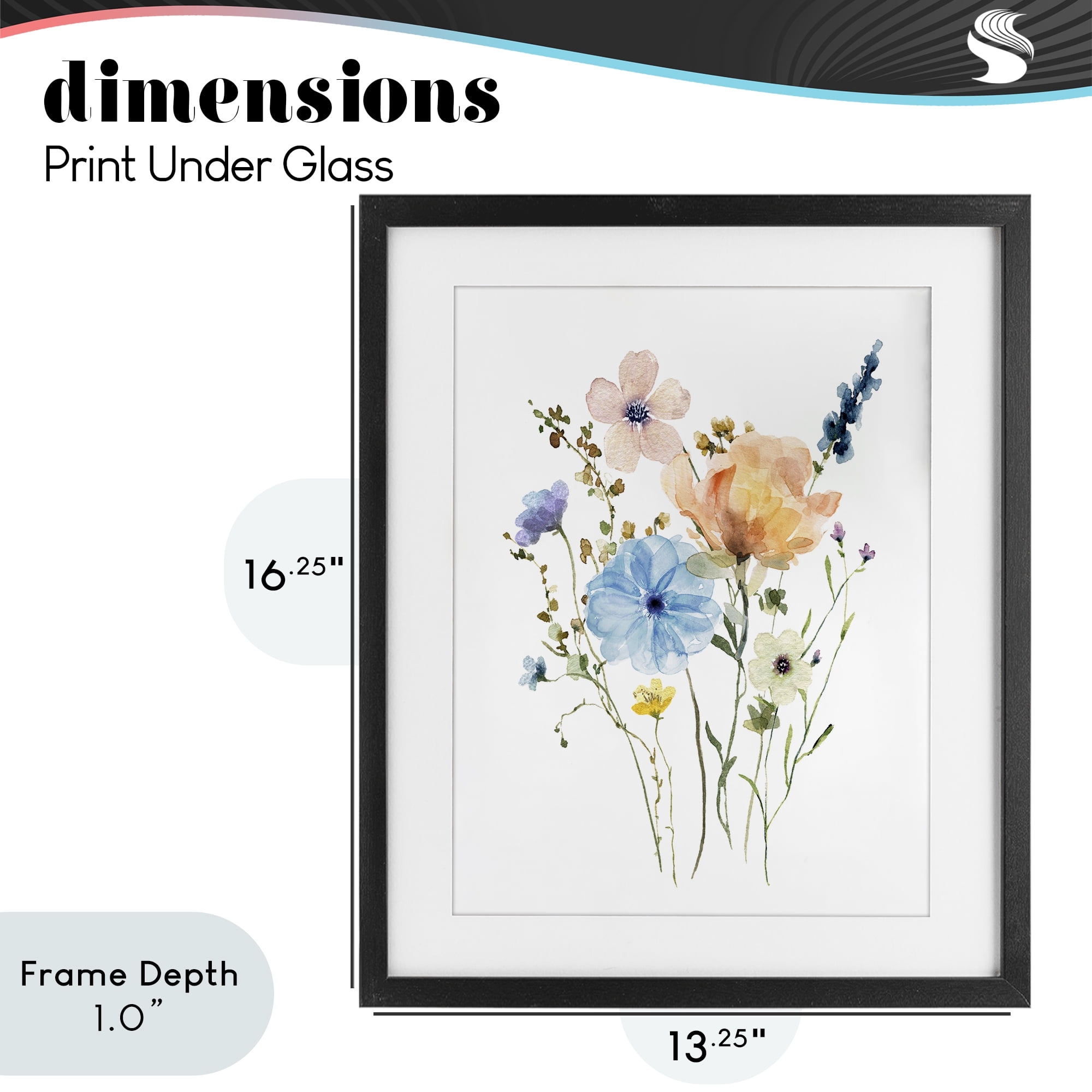 Stupell Industries Wildflower Sprig Bundle Black Framed Print Under Glass, design by Livi Finn