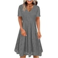 thumbnail image 2 of Gspmoly Robes pour Femmes, Robe à Col en V de Printemps/été pour Femmes, Mode Décontractée Unie en Dentelle à Manches Courtes, Robes Formelles pour Femmes jusqu'à 65 % de Rabais, 2 of 6