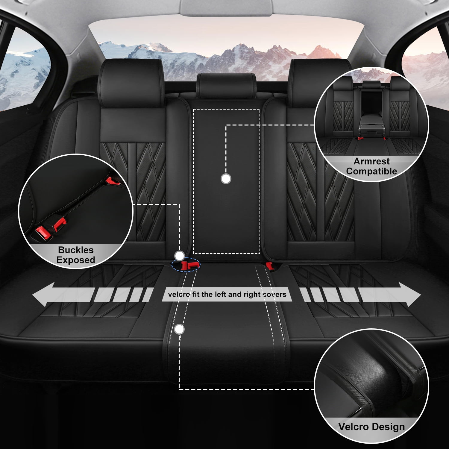 HQBQBUG Car Seat Covers Front Seats, Car Seat Protector Waterproof, Car Seat Leather Cover, Universal Fit for Most Cars Black,2PCS Front