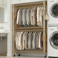 thumbnail image 3 of Legooin 47"W x 18"D x 81"H Rolling Clothes Rack with Hanging Rods Portable Wardrobe Closet Garment Rack on Wheels for Bedroom Laundry Room, Gold, 3 of 7