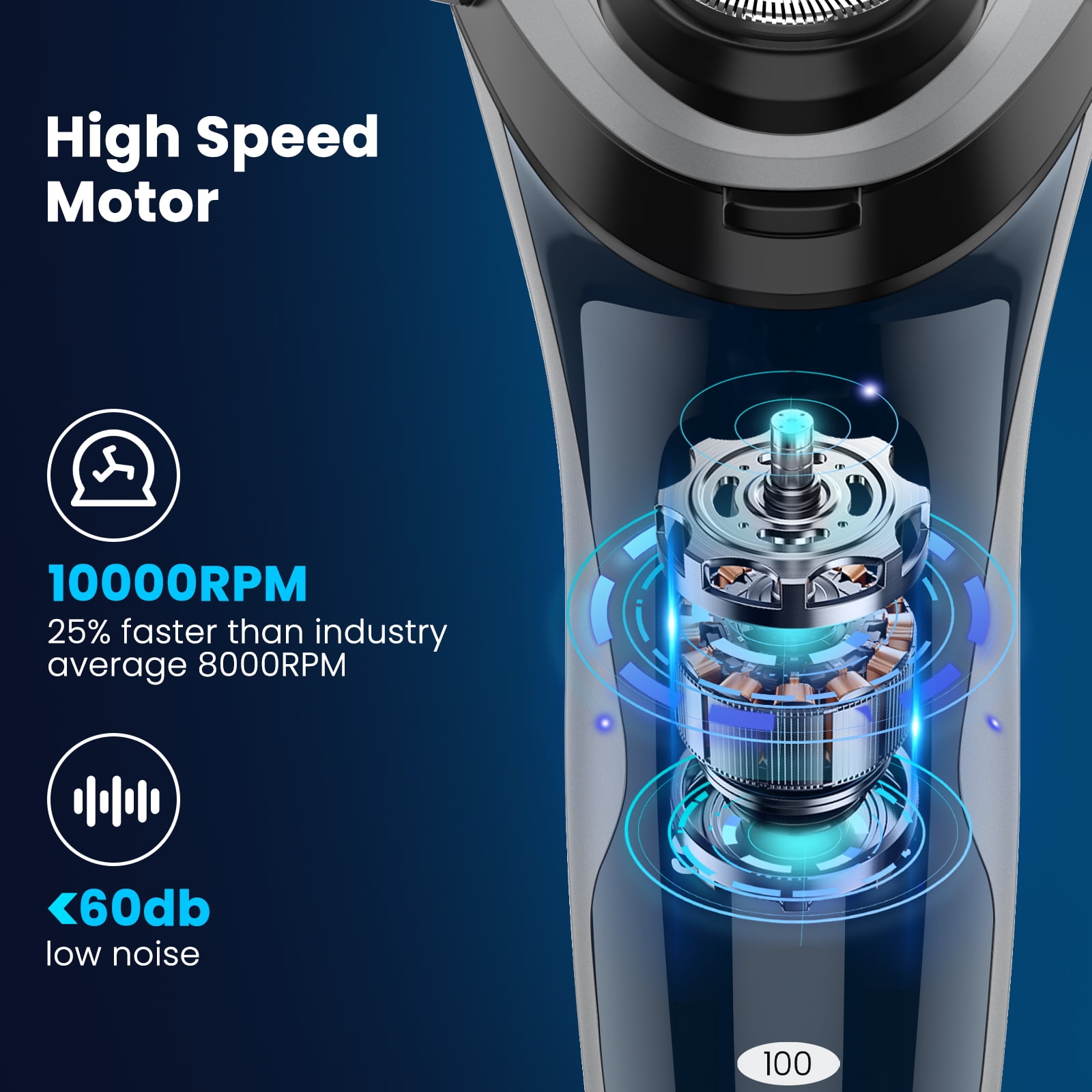SweetLF Electric Shaver for Men, Cordless Rechargeable Electric Razor with Beard Trimmer, IPX7 Waterproof, Gifts for Men, Blue