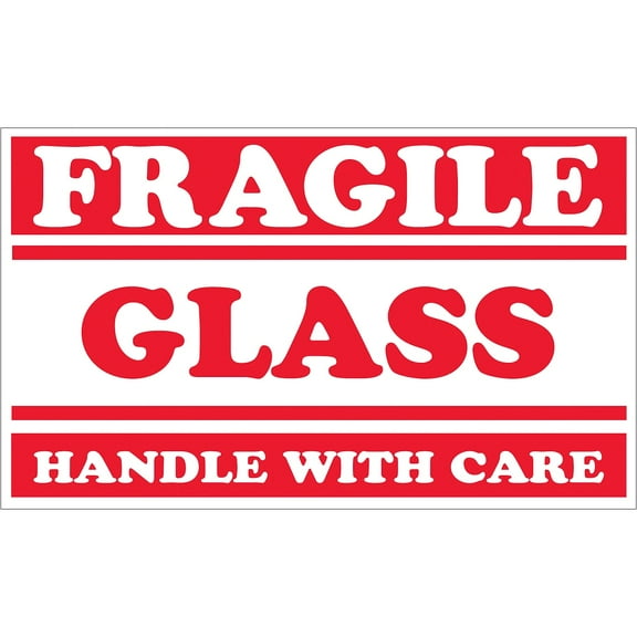 Tape Logic Labels "Fragile - Glass - Handle with Care" 3" x 5" Red/White 500/Rol SCL547