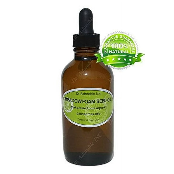 Dr. Adorable - 100% Pure Meadowfoam Oil Organic Cold Pressed for Skin Care Moisturizes Massage 4 oz Amber Glass Bottle with Glass Dropper