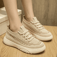 thumbnail image 4 of LTTVQM Trendy Sneakers for Women Soft Lace-Up Rubber Sole Classic Breathable Tennis Shoes Casual Workout Footwear for All Seasons Beige 36(US-5.5), 4 of 5