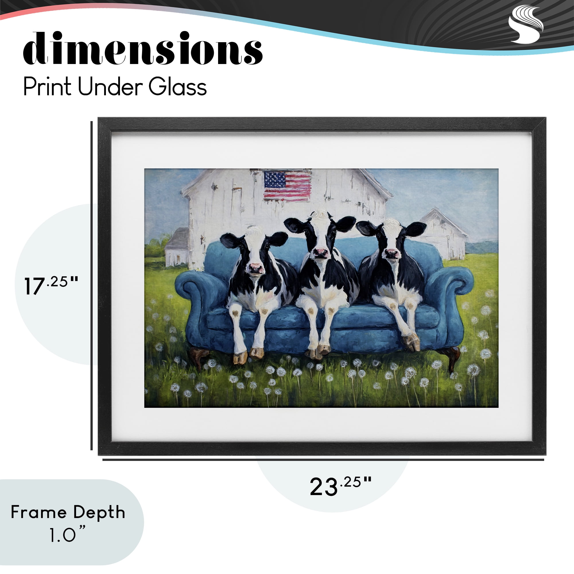 Stupell Industries Barnyard Sofa Sisters Black Framed Print Under Glass, design by Tina LeCour