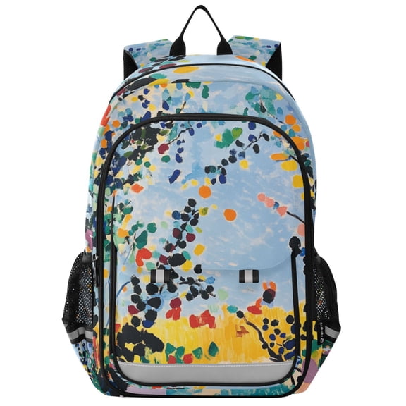 FORMRS Unisex School Backpack 17" Student Travel Bag with Laptop Compartment, Colorful Leaves