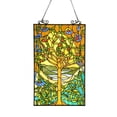 thumbnail image 2 of 32 Inch Tree Design Tiffany Style Glass Window Panel, Multicolor, 2 of 3