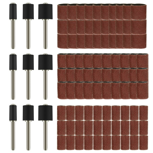 102pcs / set Nail Manicure Sanding Bands Drum Manga Grit Mandrel Herramienta Rotary Kit de herramientas