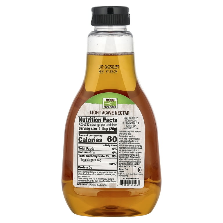 Now Agave Light Organic, Sweetener, Sugar Substitute, 23.3 oz