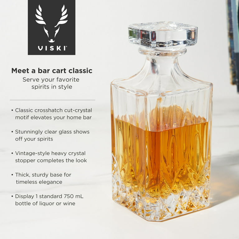Viski Admiral Liquor Decanter - Glass Liquor Dispenser for Whisky & Brandy  