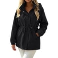 thumbnail image 2 of Jsaierl Women's Water Resistant Hooded Anorak Jacket Snap Button Drawstring Waist Windproof Lightweight Outdoor Rain Coat, 2 of 7