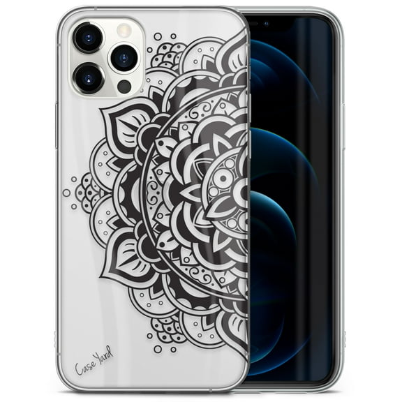Case Yard iPhone-12/12-Pro Case Clear Soft & Flexible TPU Ultra Low Profile Slim Fit Thin Shockproof Transparent Bumper Protective Cover Drop Protective Cell Phone Cases (Flower Mandala 2)