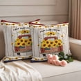 thumbnail image 2 of Farm Sunflowers Pillow Covers 2 Pack Summer Floral Red Truck Vine Fruit Wood Grain Pillowcase Waterproof Outdoor Throw Pillow Cover for Patio Garden Square Cushion 16”x16”, 2 of 9