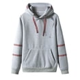 thumbnail image 1 of Sudadera con capucha de manga larga con diseño de cinta para hombre Sudadera con capucha informal con cordón Pompotops  oipoqjl15622, 1 of 9