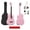 Pink, variant on 38 Inch Acoustic Guitar For Beginner,Full Steel Guitars Kit with Extra Strings,Strap, Picks, Capo, For Travel Adults & Players, Basswood, Classical Design