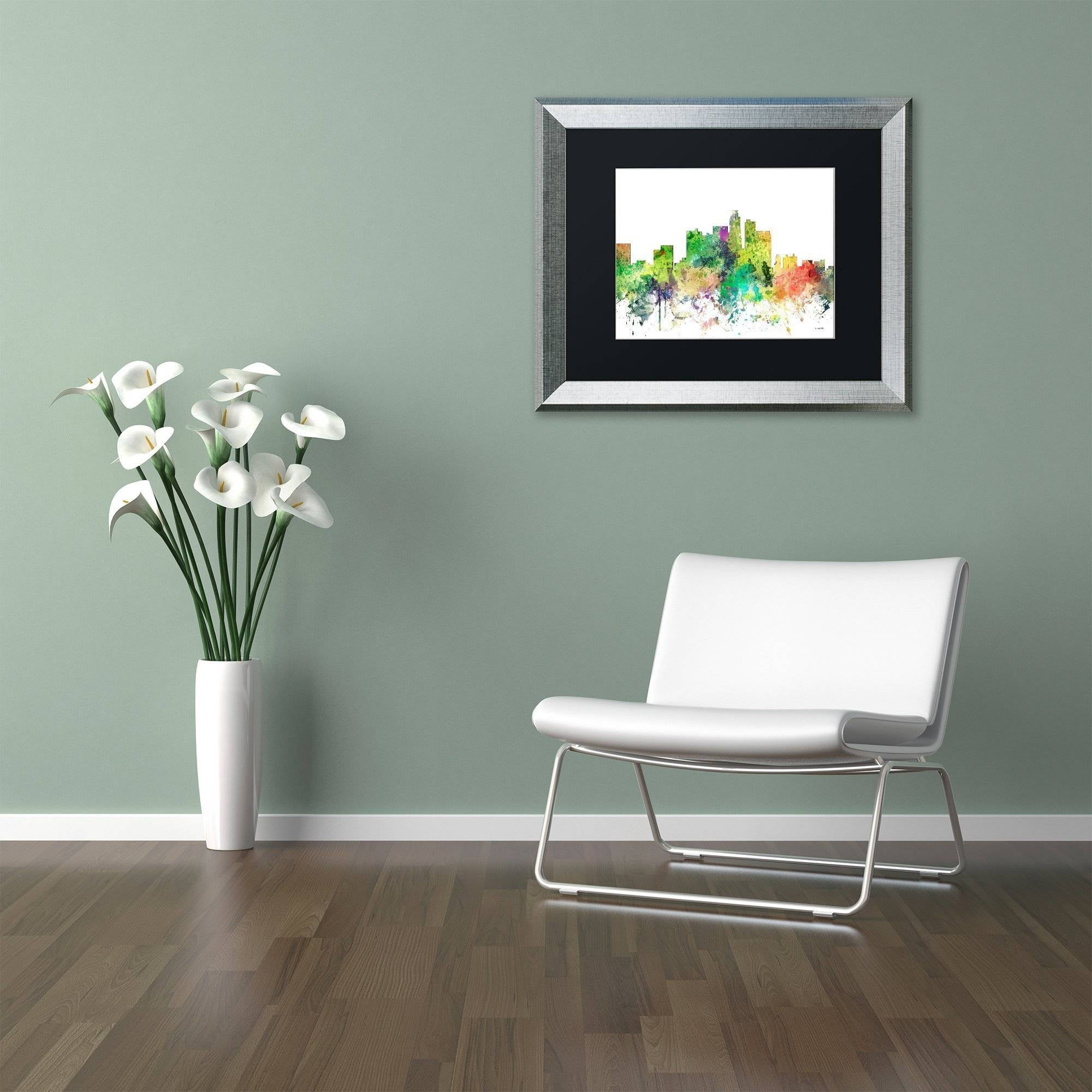 Trademark Fine Art "Los Angeles California Skyline SP" Canvas Art by Marlene Watson, Black Matte, Silver Frame