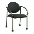 thumbnail image 1 of Pemberly Row Black Padded Fabric Seat & Back Stack Chairs with Casters & Arms, 1 of 3