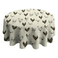 thumbnail image 4 of Beige Chicken Sketch Pattern Round Tablecloth 60"x60",Wrinkle Wipeable Table Cloth for Kitchen Dining Room Picnic Patio Party, 4 of 6