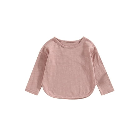 

Wassery Toddle Girls Boys Summer Casual Tops Solid Color Short Sleeve Crew Neck Loose T-shirt Unisex Children Clothes 6M-5T