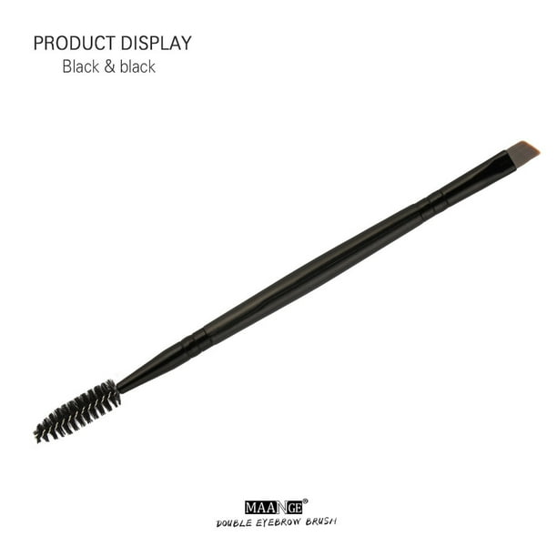 Pinceles de maquillaje, kit de maquillaje Duo Brow Makeup Brush Mango de madera Pinceles de cejas de doble cara Pinceles planos y angulares Pincel de maquillaje