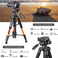 thumbnail image 3 of 140cm/55in Height Professional Camera Tripod Lightweight Travel 360° Rotation Panorama Stand for Mobile DSLR Cellphone Camcorder Q111-GR, 3 of 6