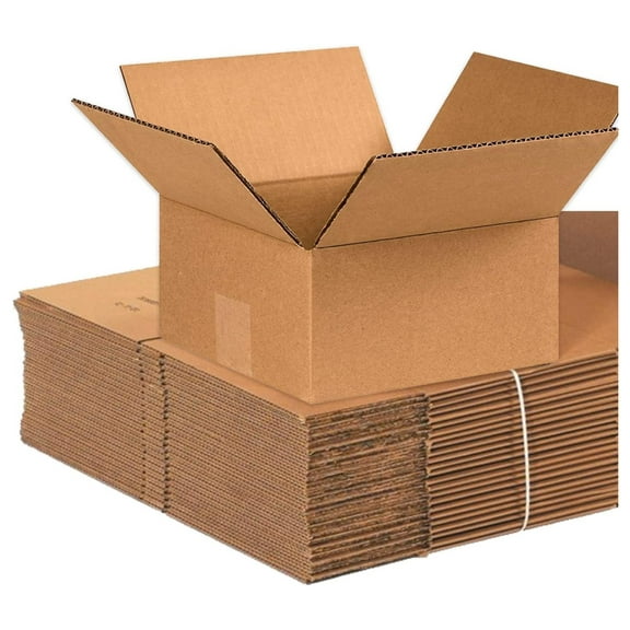 YfulYde Shipping Boxes Flat 8"L x 8"W x 4"H, 25-Pack | Corrugated Cardboard Box for Packing, Moving and Storage