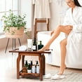 thumbnail image 5 of 2-Tier Bamboo Shower Chair for Inside Shower, Waterproof Bathroom Baby Bath Seat with Storage Shelf and Shower Head Holder, Shower Stool for Seniors Adults Disabled Pregnant Woman(Brown), 5 of 8